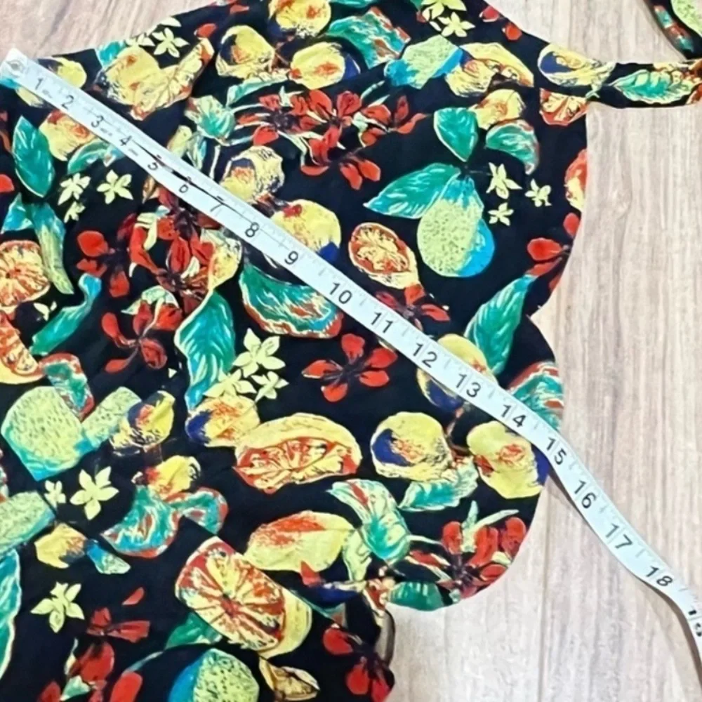 Free People Coral Tides Floral Tropical Fruit Sleeveless Romper Boho Black Small